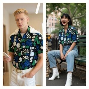 Marimekko-UNIQLO collab Poplin Modern Fruit Print Button-Down Shirt